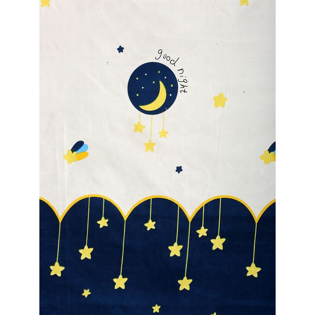 Hosta Homes 220 Gsm Glaced Cottonblue Moon & Stars Printed Single Bed Sheet With 1 Pillow Covers