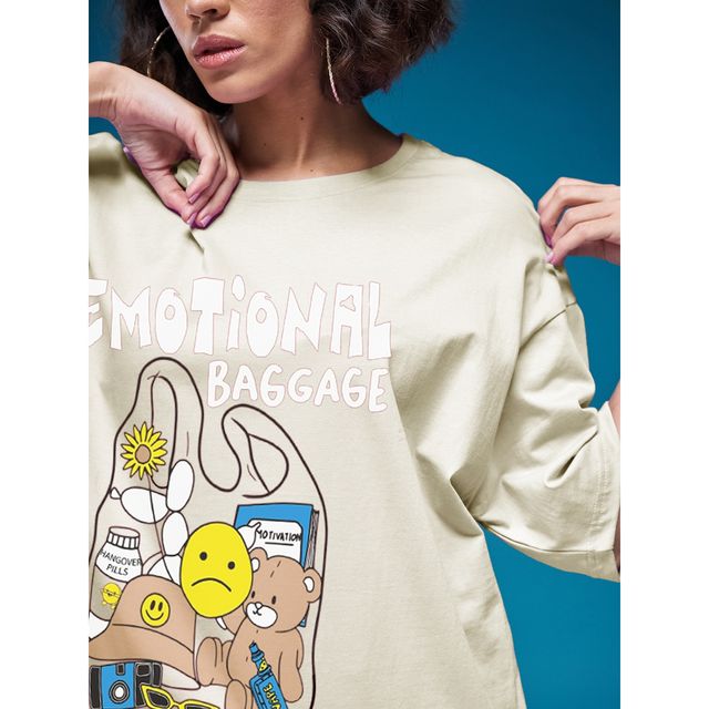Smartees Womens Oversize Printed T-shirt | WW - 2056 | Skin - L