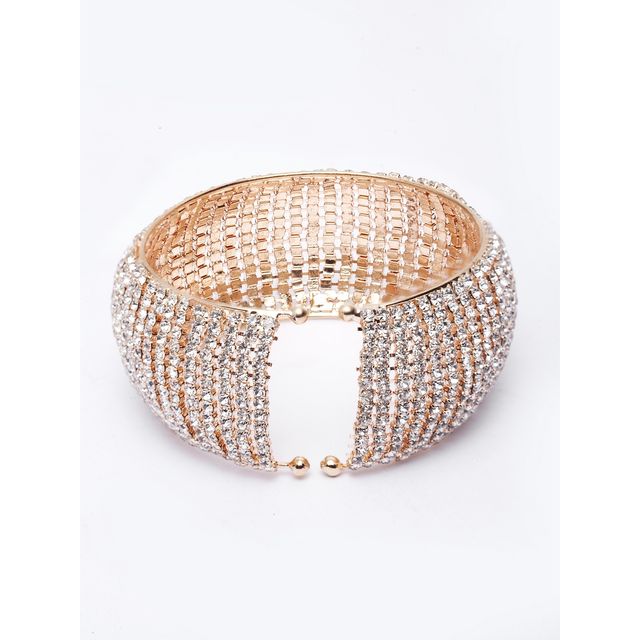 Shining Diva Fashion 18k Rose Gold Plated Crystal Cuff Bracelet for Women and Girls | 11430b