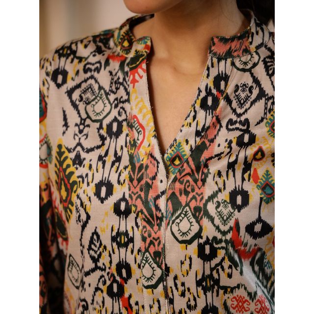 Sanskrutihomes Women Floral Multicolor Printed Tunic With TrouserSE-NSP-762 | M