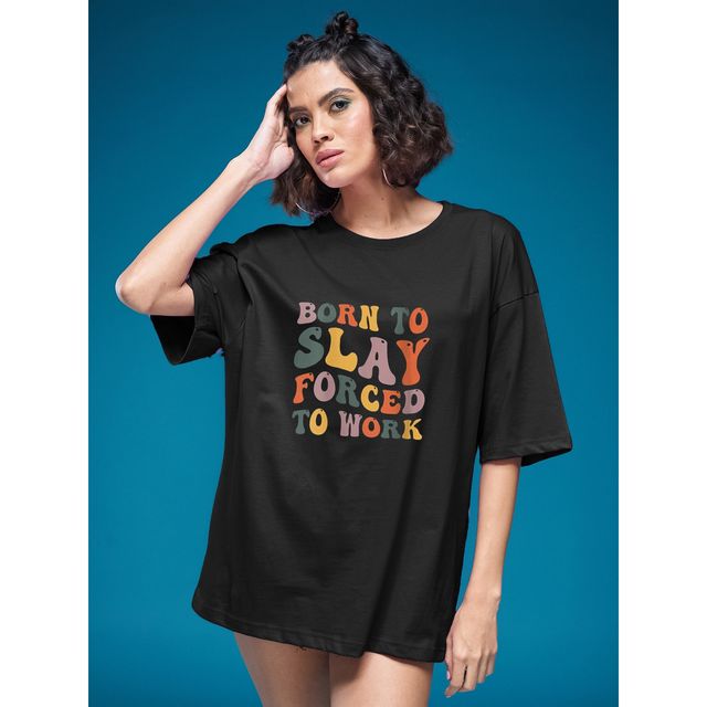 Smartees Women's Oversize Printed T-shirt | WW - 2039 | Black - M