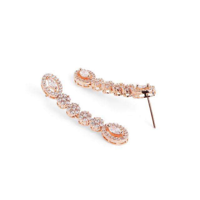 Priyaasi Rose Gold Plated American Diamond Studded Jewellery Set