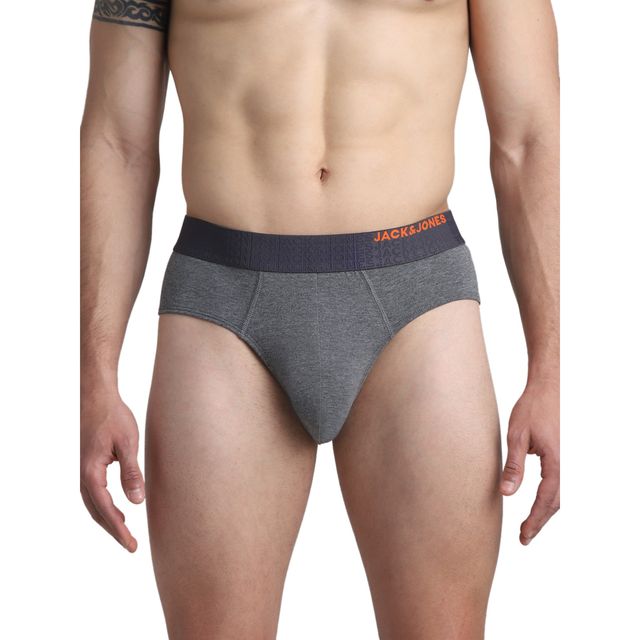 JACK & JONES Men's Grant Brief | Pack of 2 | Dark Grey Melange - XL