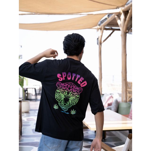 Bonorganik Men's Generic Oversize - Front and back Print T-shirt | BON12068 | Black - XL
