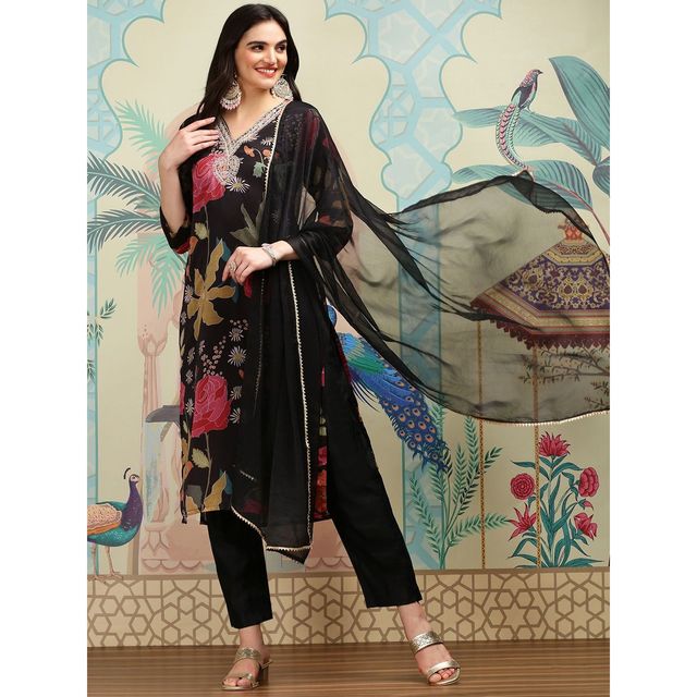 Ishin Women Kurta Set with Dupatta | INWSDS24070 | Multi - M
