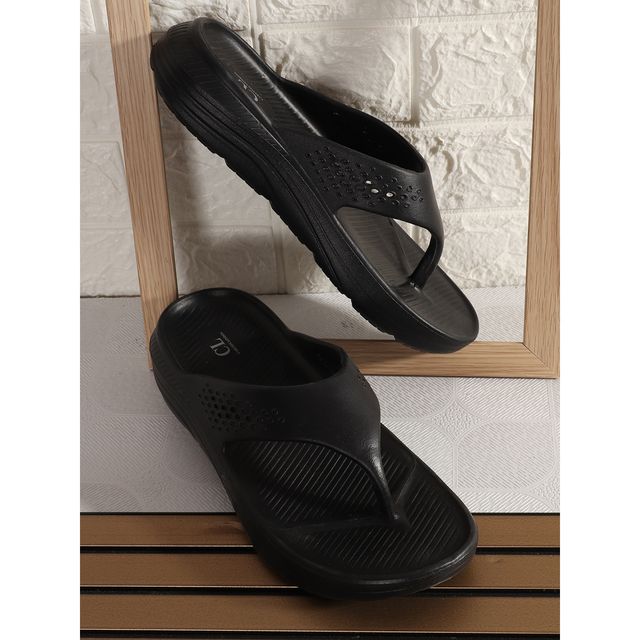 Carlton London Black Comfortable Men Flip Flops | UK 11