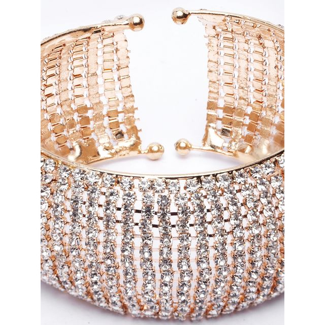 Shining Diva Fashion 18k Rose Gold Plated Crystal Cuff Bracelet for Women and Girls | 11430b