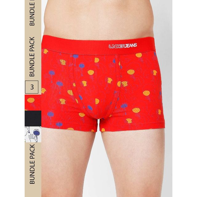 Underjeans by Spykar Men's Blue | Red & Navy Pack of 3 Trunk | L