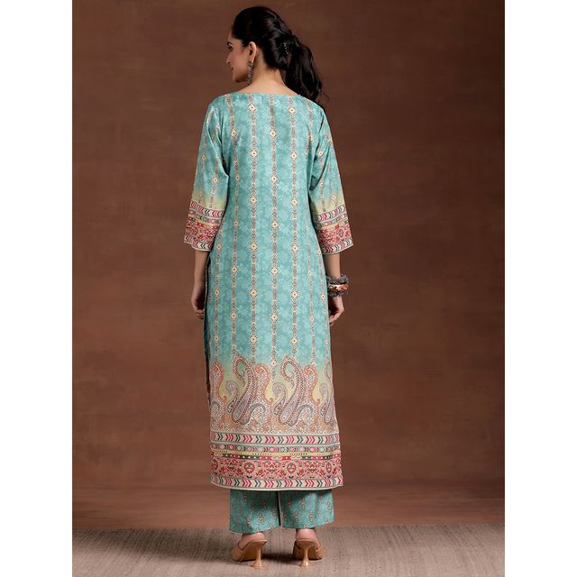 Libas Women's Printed Crepe Straight Kurta | 29241O 29241OS | Sky Blue - S