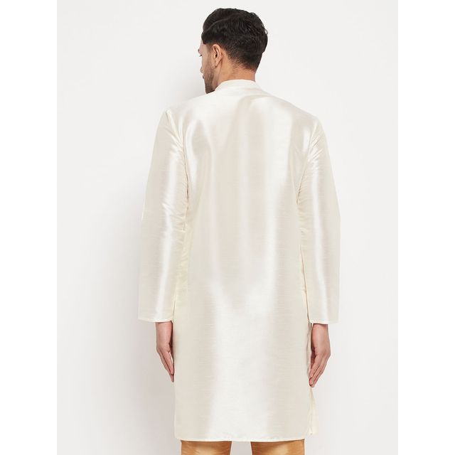 Vastramay Men's Silk Blend Kurta | Cream - M