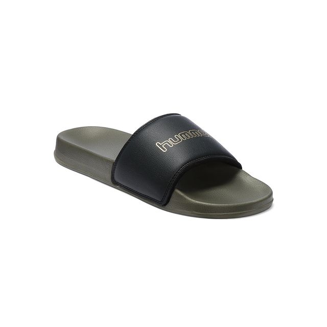 hummel Classic Lightweight Slides For Men With Cushioned Sole And Arch Support | Green & Gold | 6