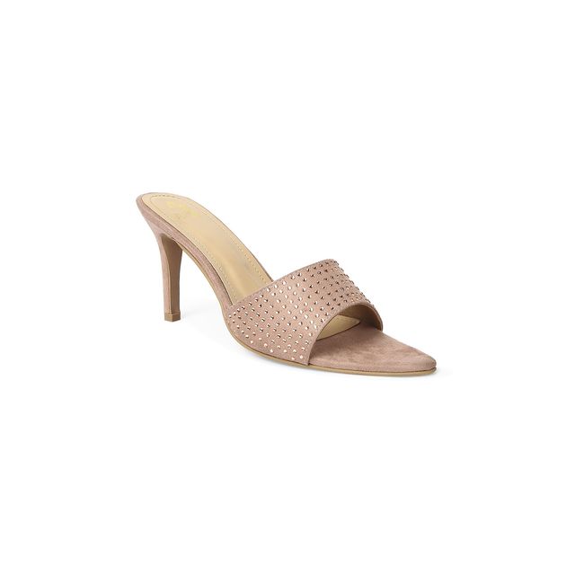 Tao Paris Embellished Open Toe Suede Kitten Heels Women's Peach | UK3