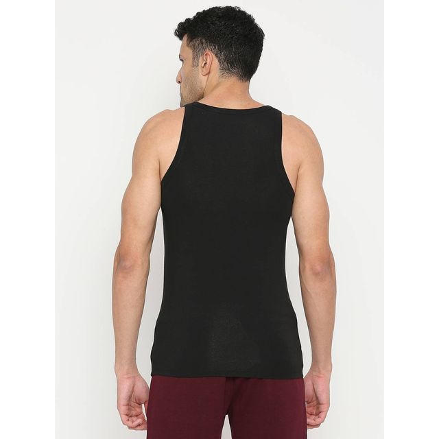 Underjeans by Spykar Men's Black Pack of 1 Vest | S
