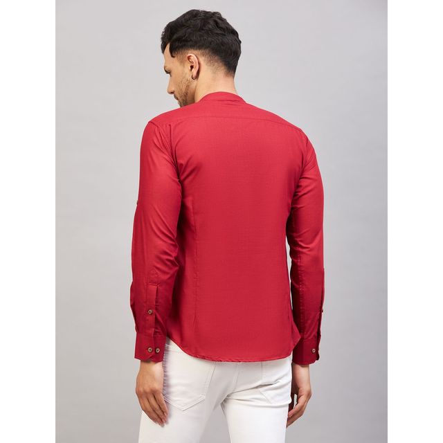 Vastramay Men's Cotton Blend Short Kurta | Maroon - XL