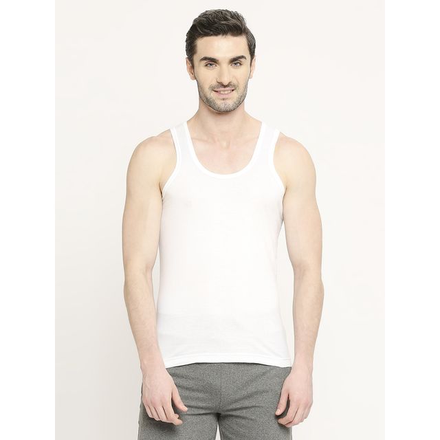 VIP Fresh 24/7 Cool Finish Cotton Vest for Men s | Round Neck Innervest for Men s | White | 100