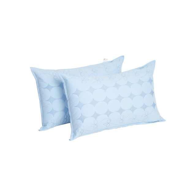 Hosta Homes Pure Cotton Blue Embroidred Pillow Covers Pack of 2