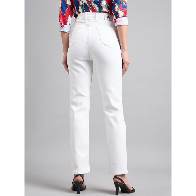 Style Quotient Women Straight Fit High Rise Stretchable Jeans | 28 | SS24SQJOPLIN - White