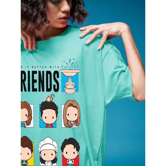 Smartees Women's Oversize Printed T-shirt | WW - 2061 | Sea Green - L