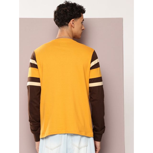 Dillinger Men's T-shirt Long Sleeve Pure Cotton Casual | Yellow - S
