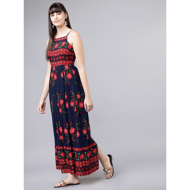 Tokyo Talkies Women's Floral Print Maxi Dress | Blue - XL