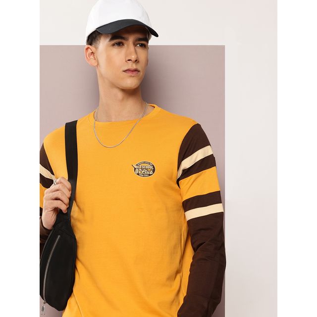 Dillinger Men's T-shirt Long Sleeve Pure Cotton Casual | Yellow - S