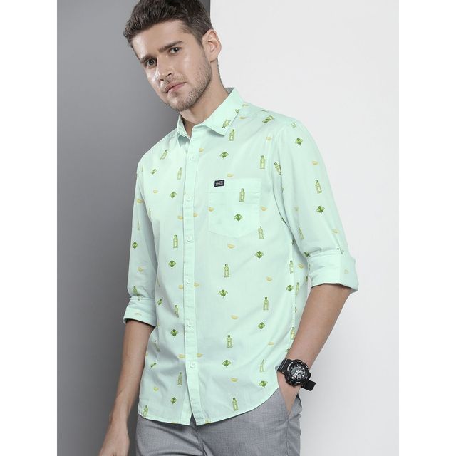 The Indian Garage Co Men's Regular Fit Shirt | Green - M