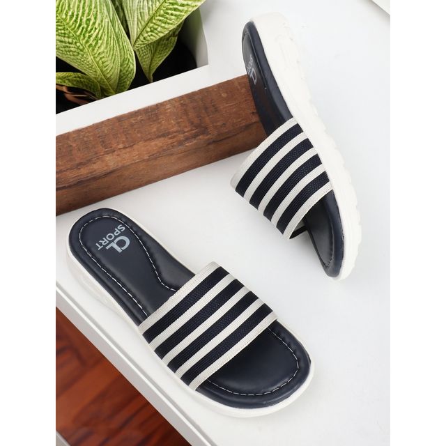 Carlton London Navy Blue Comfortable Women's Flip Flops | UK 3