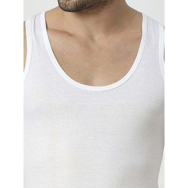 Frenchie Mens Vest Oxy Rn Pack Of 2 - 90 cm - White