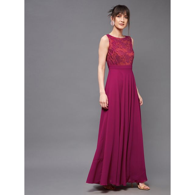 Miss Chase Just My Imagination Maxi Dress Dark | Pink & Rust | S