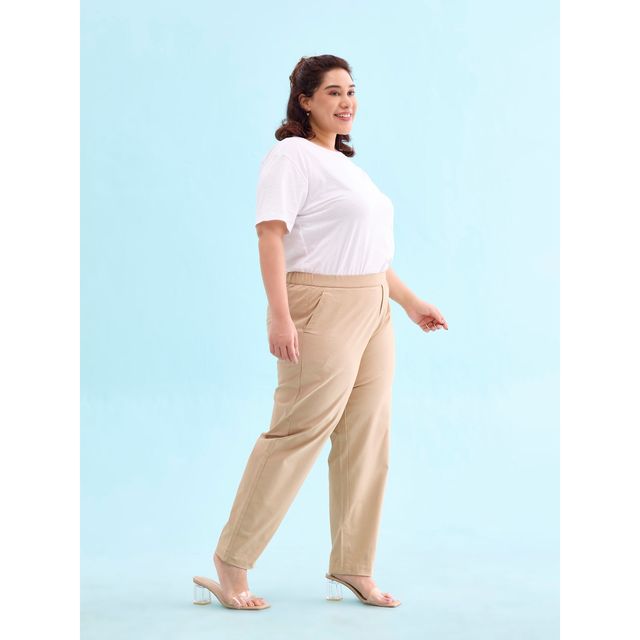 Go Colors Women's Trousers | LT08 | Light Beige - M
