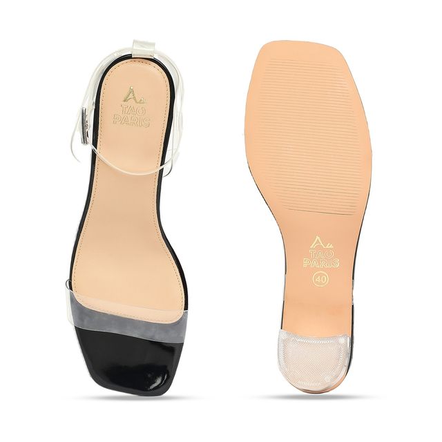 Tao Paris Jess Open Toe Block Heels With Ankle Loop Women's Black | UK5