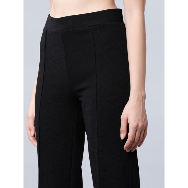 Tokyo Talkies Women's Regular Fit Solid Parallel Trouser | Black - 28