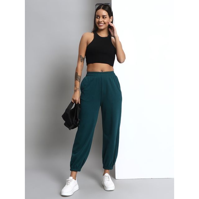 Q-rious Women's Cozyflex Joggers | Plaz-CARGO-2c | Black & Teal - 28