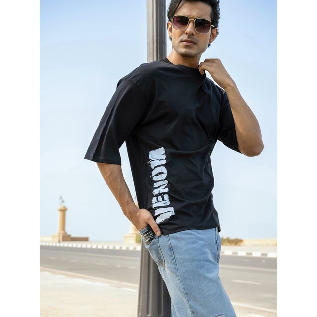 Bonorganik Men's Venom Oversize Front Print T-shirt | BON12024 | Black - M