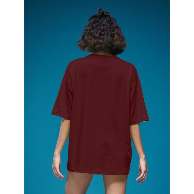Smartees Womens Oversize Printed T-shirt | WW - 2061 | Maroon | S