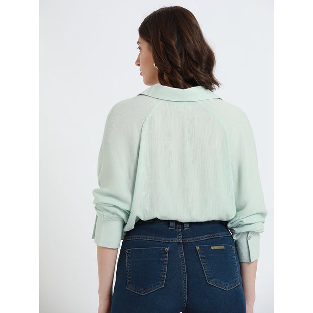 DL Women's Oversized Crepe Casual Shirt | DLWSHW23011 | Mint Green - S