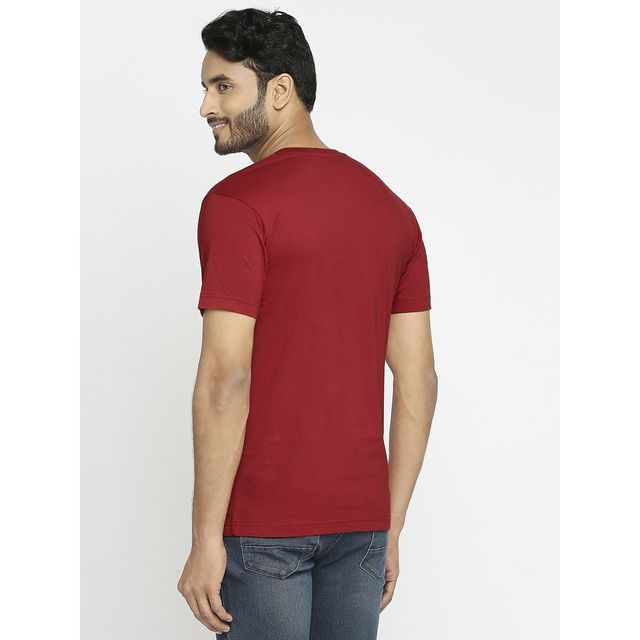 Vip Mens Round Neck T-Shirt Maroon 001 | M