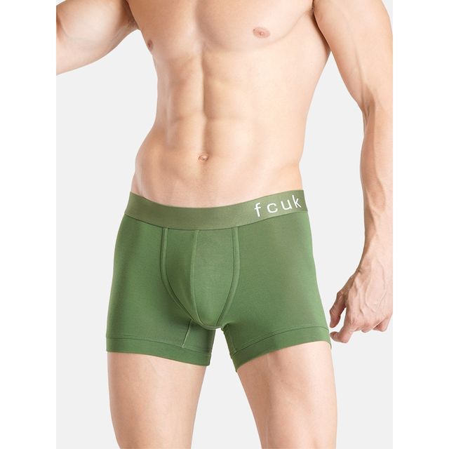 Fcuk Glo Park Royal | Men s Solid Trunks Pack of 2 | Garden Green | Crown Jewel | XL