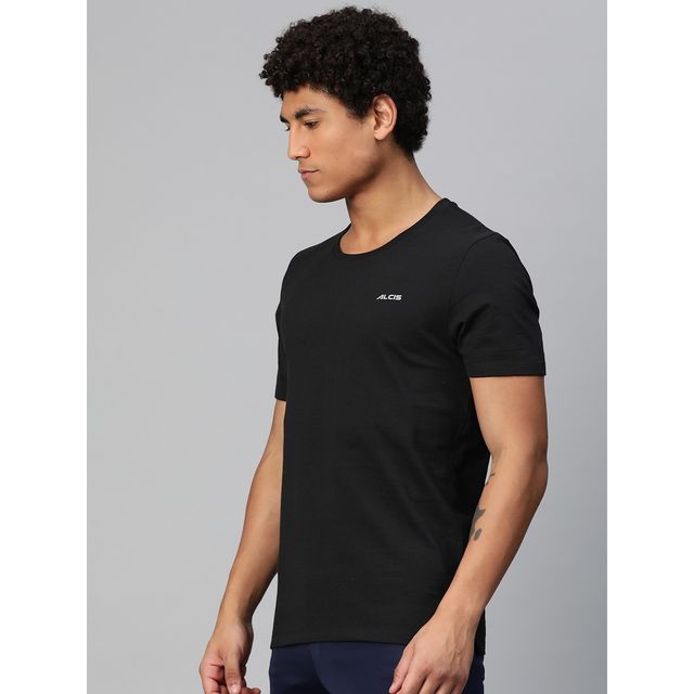 Alcis Men's Round Neck T-shirt | Black - L