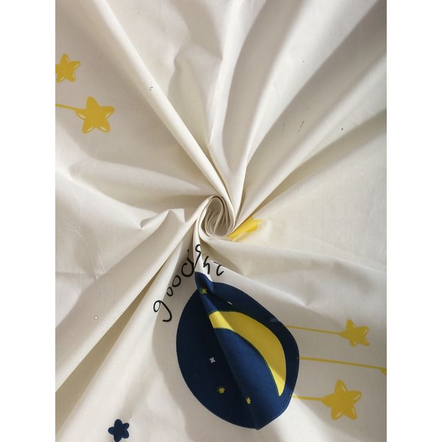 Hosta Homes 220 Gsm Glaced Cottonblue Moon & Stars Printed Single Bed Sheet With 1 Pillow Covers