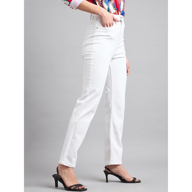 Style Quotient Women Straight Fit High Rise Stretchable Jeans | 28 | SS24SQJOPLIN - White