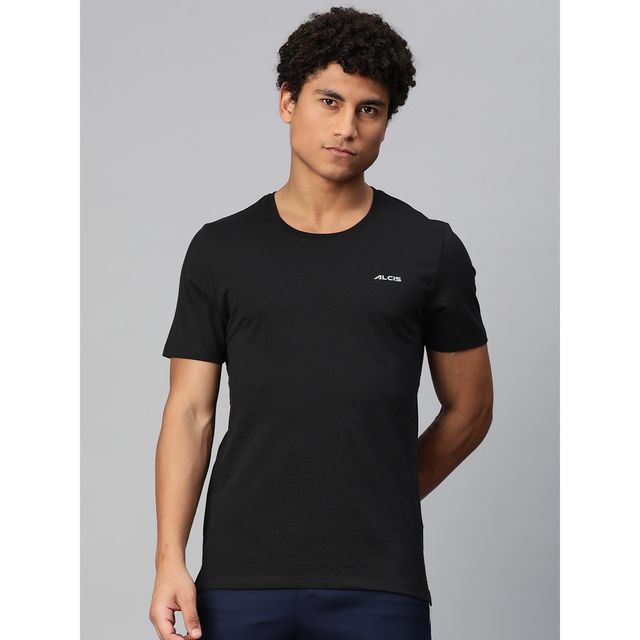 Alcis Men's Round Neck T-shirt | Black - L