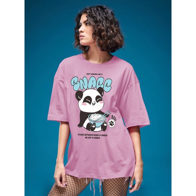 Smartees Women's Oversize Printed T-shirt | WW - 2062 | Pink - M