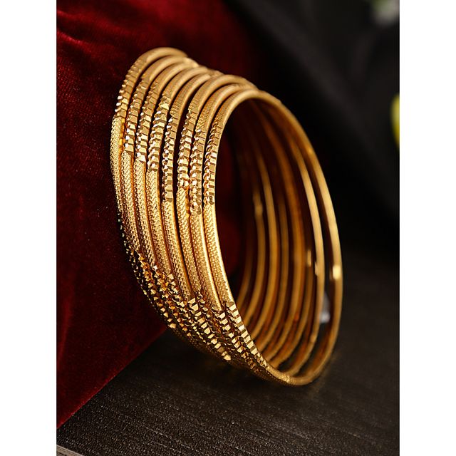 Shining Diva Fashion Set of 8 Traditional Design One Gram Gold Plated Bangle for Women | 11712b-2.8