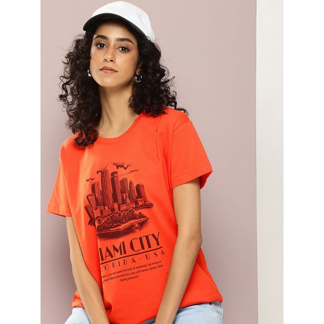 Dillinger Women's Short Sleeve Boxy Regular Printed T-shirt | WMNCR645ORG | Orange - S
