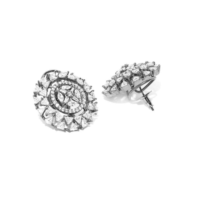 Priyaasi Rose Gold-Plated American Diamond Studded Waterfall Drop Earrings