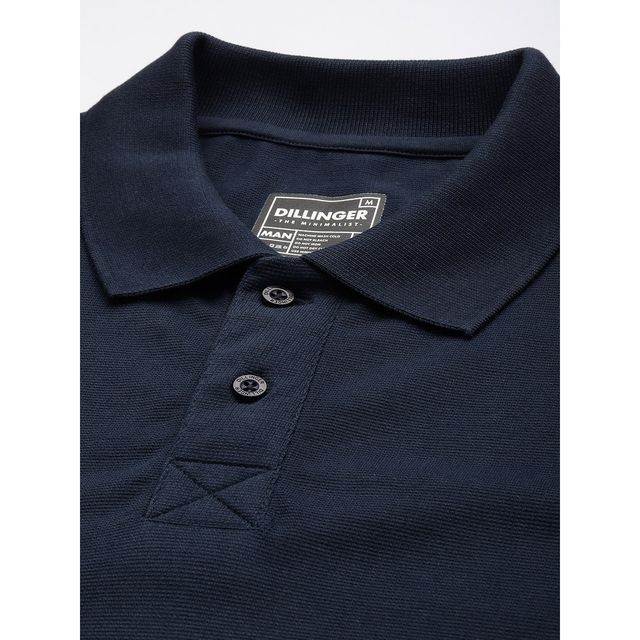Dillinger Men's Oversized Long Sleeve Polo T-shirt | Navy Blue - 2XL