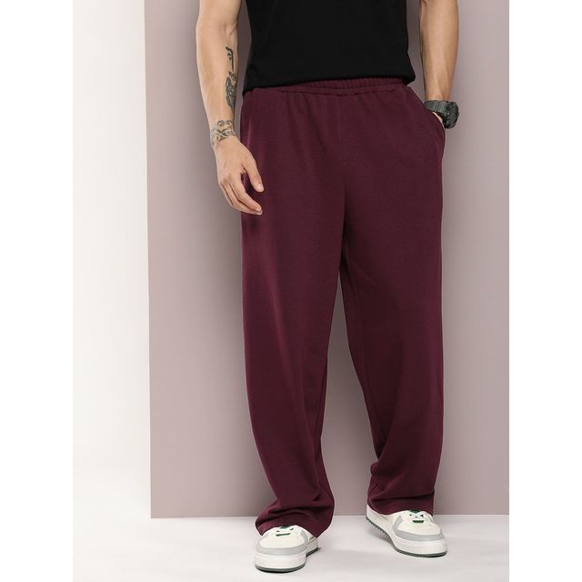 Dillinger Men's Light Weight Relaxed Fit Baggy Knitted Pants | Burgundy - L