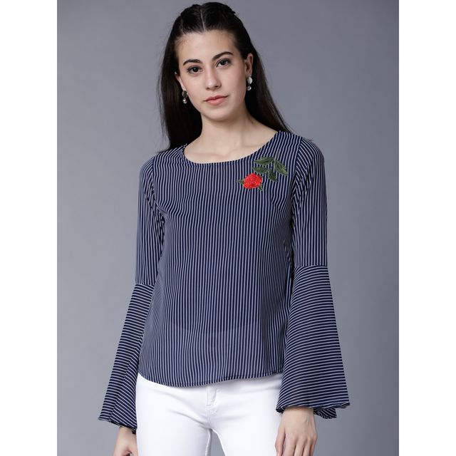 Tokyo Talkies Women's Casual Full Sleeve Printed Top | Multicolour - M