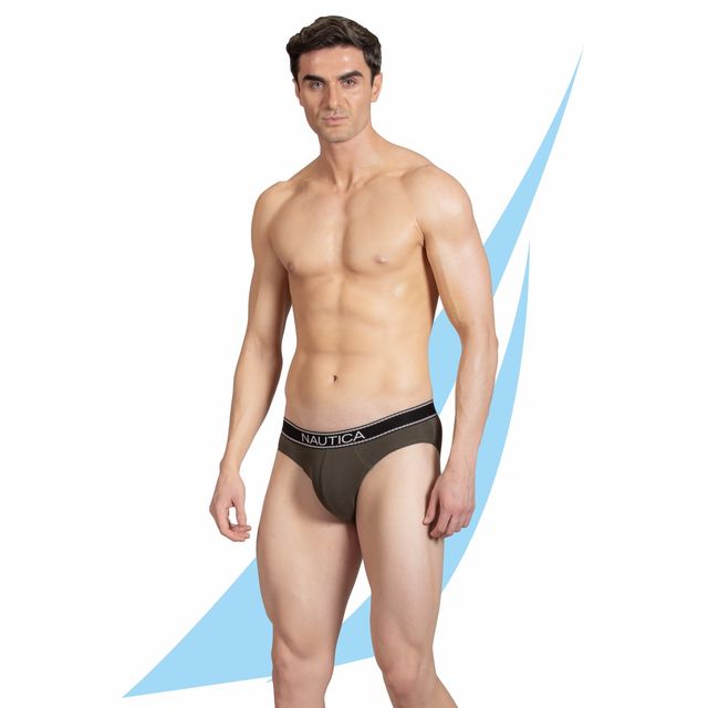 Nautica Men's - 1PP-RBF02 Rib Brief-05-S FNIT | Olive - S